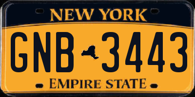 NY license plate GNB3443
