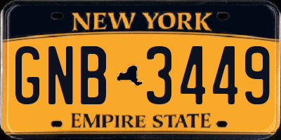NY license plate GNB3449