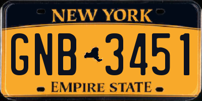 NY license plate GNB3451