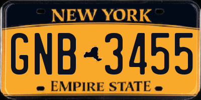NY license plate GNB3455