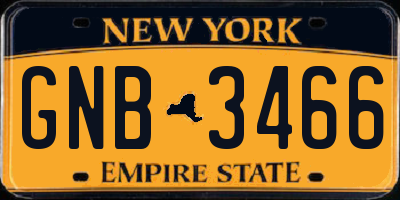 NY license plate GNB3466