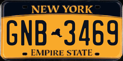 NY license plate GNB3469