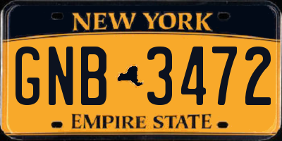 NY license plate GNB3472