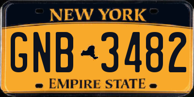 NY license plate GNB3482