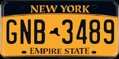 NY license plate GNB3489