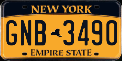 NY license plate GNB3490