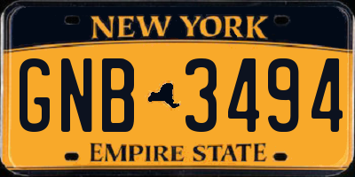 NY license plate GNB3494