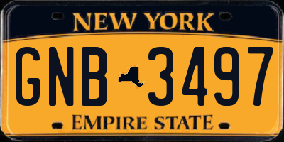 NY license plate GNB3497