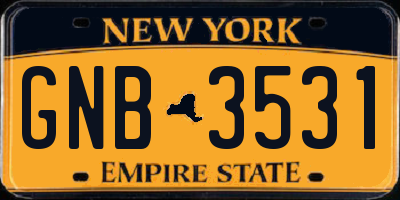 NY license plate GNB3531