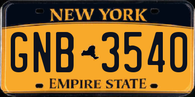 NY license plate GNB3540