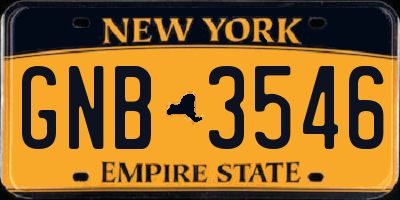 NY license plate GNB3546