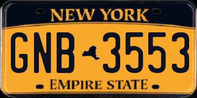 NY license plate GNB3553