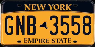 NY license plate GNB3558