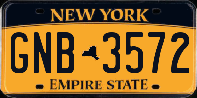NY license plate GNB3572