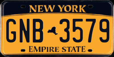 NY license plate GNB3579