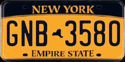 NY license plate GNB3580