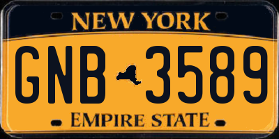 NY license plate GNB3589