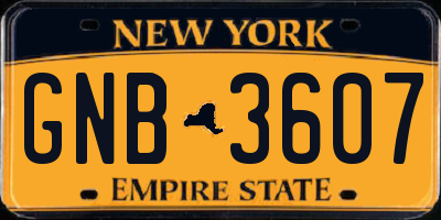 NY license plate GNB3607