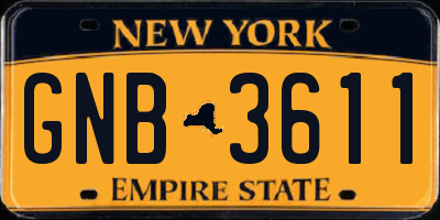 NY license plate GNB3611