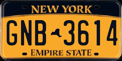 NY license plate GNB3614