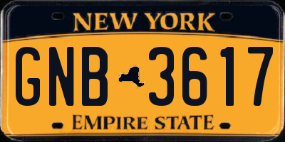 NY license plate GNB3617