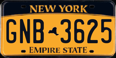 NY license plate GNB3625