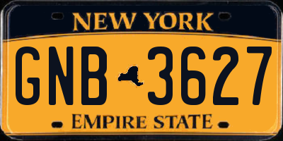 NY license plate GNB3627