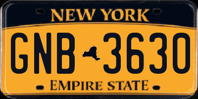 NY license plate GNB3630