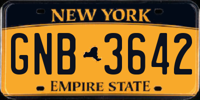 NY license plate GNB3642
