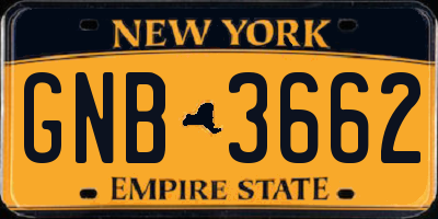 NY license plate GNB3662