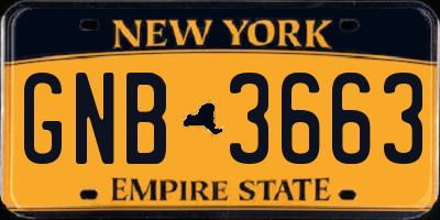 NY license plate GNB3663