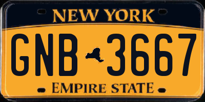 NY license plate GNB3667