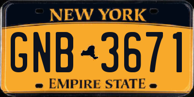 NY license plate GNB3671