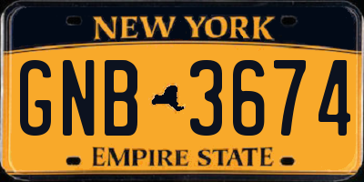 NY license plate GNB3674