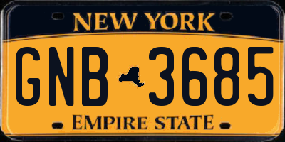 NY license plate GNB3685