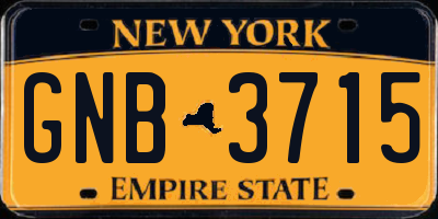 NY license plate GNB3715