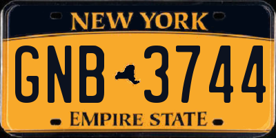 NY license plate GNB3744