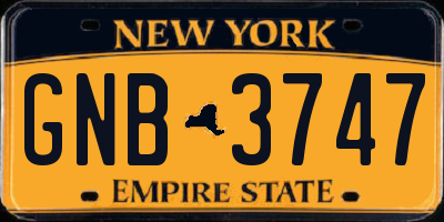 NY license plate GNB3747