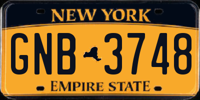 NY license plate GNB3748