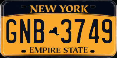 NY license plate GNB3749