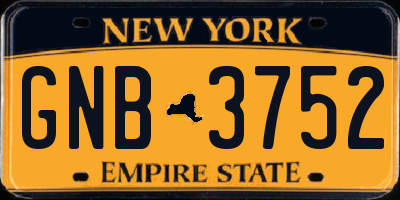 NY license plate GNB3752