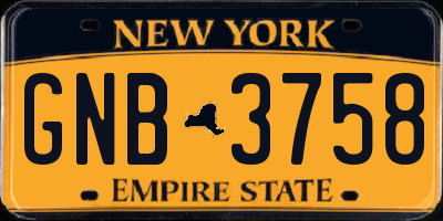 NY license plate GNB3758