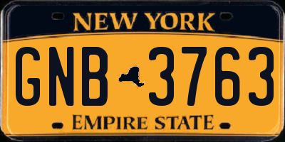 NY license plate GNB3763