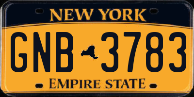 NY license plate GNB3783