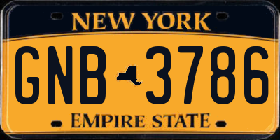 NY license plate GNB3786