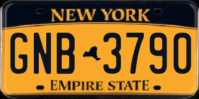 NY license plate GNB3790