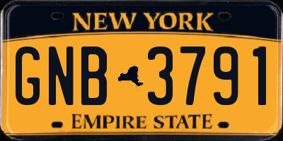 NY license plate GNB3791