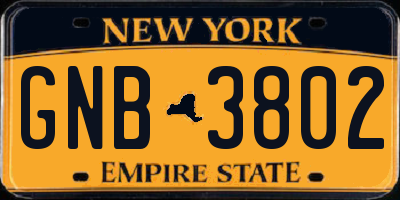 NY license plate GNB3802