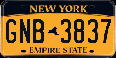 NY license plate GNB3837