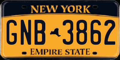 NY license plate GNB3862